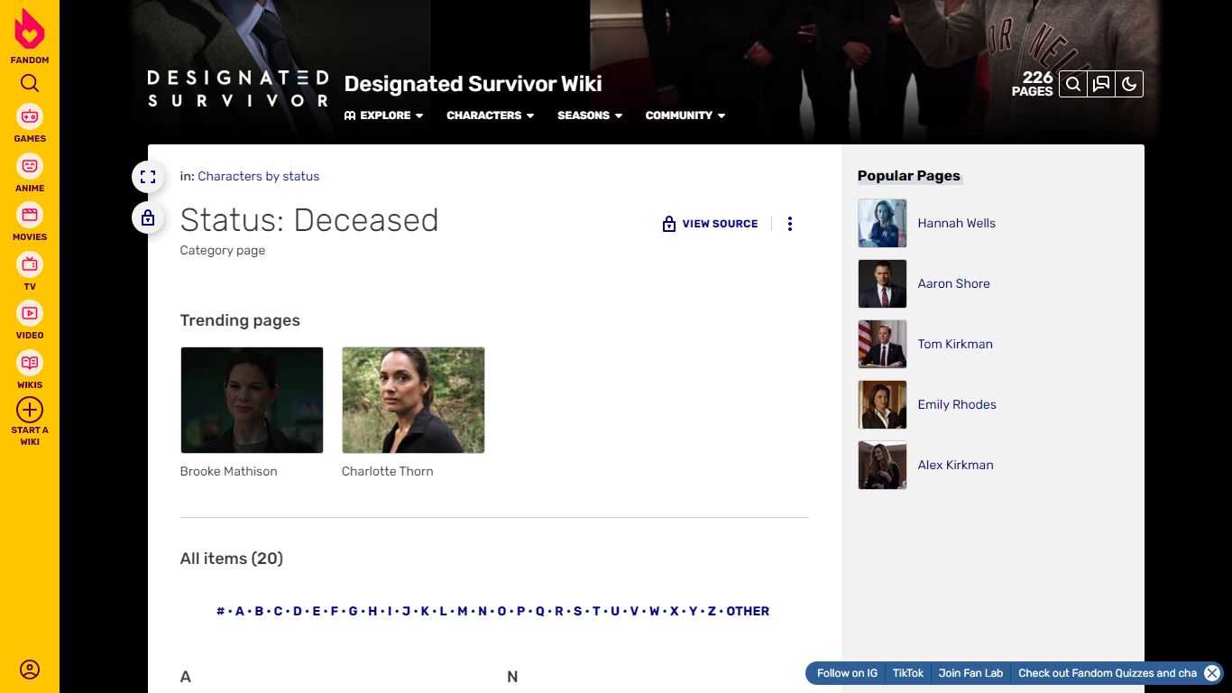 Category:Status: Deceased | Designated Survivor Wiki | Fandom