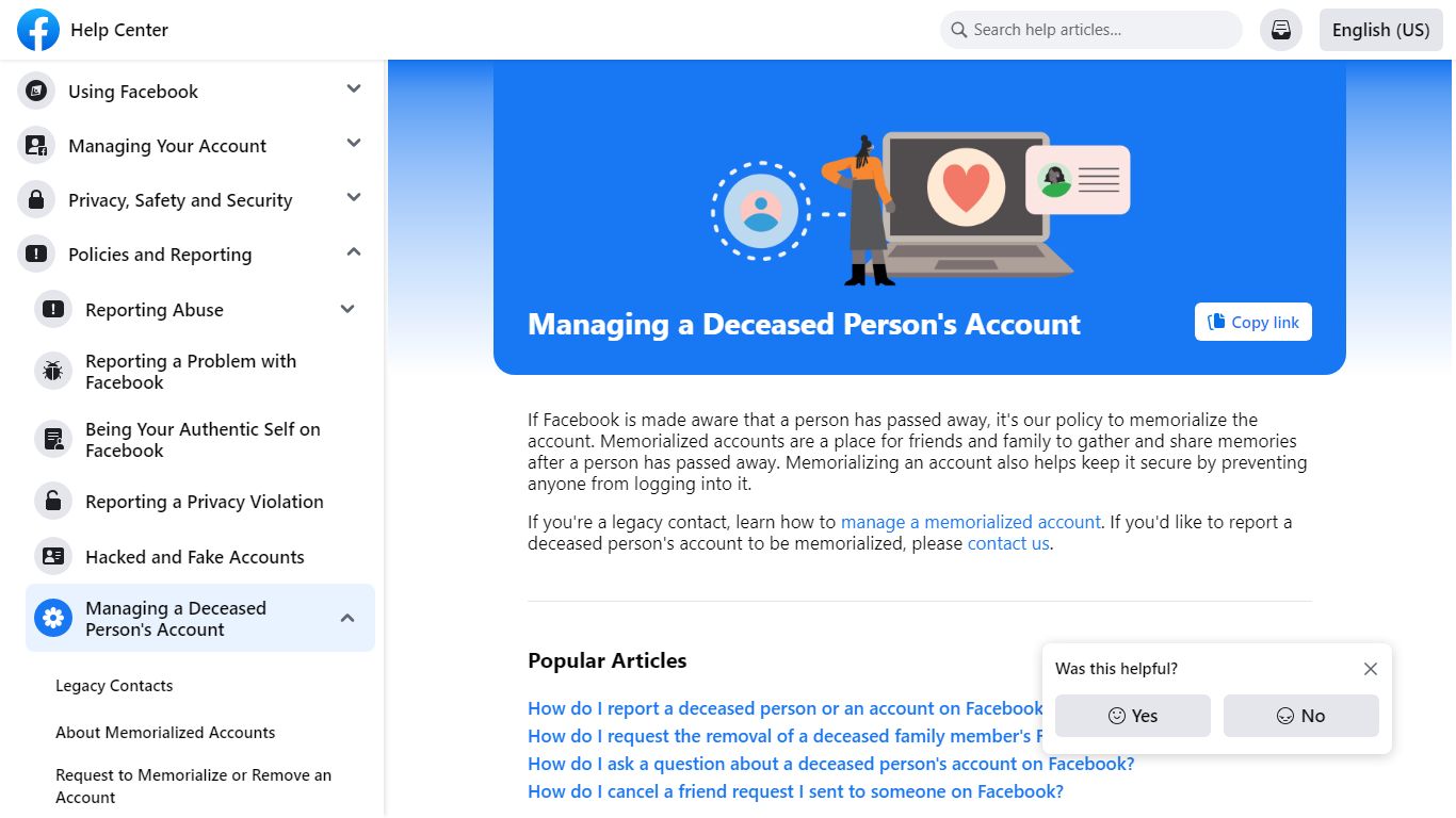 Managing a Deceased Person's Account | Facebook Help Center
